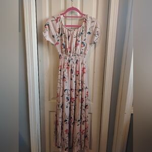 Elegant Floral Maxi Dress with Puff Sleeves